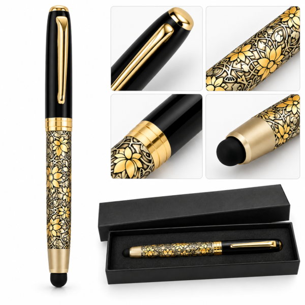 Floral Gold Accent Pen